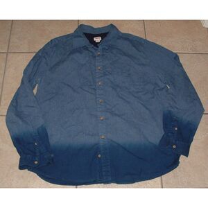 Mens Sz XL Casual Wear Blue Ombre Button Up Long Sleeve Cotton Shirt MOSSIMO